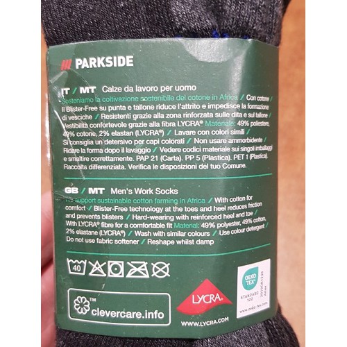 Носки рабочие немецкие PARKSIDE Anti-Blister, 2 пары, серые, новые
