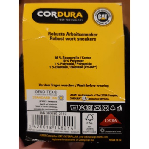 Носки рабочие укороченные CATERPILLAR CORDURA 3 пары, чёрные, новые